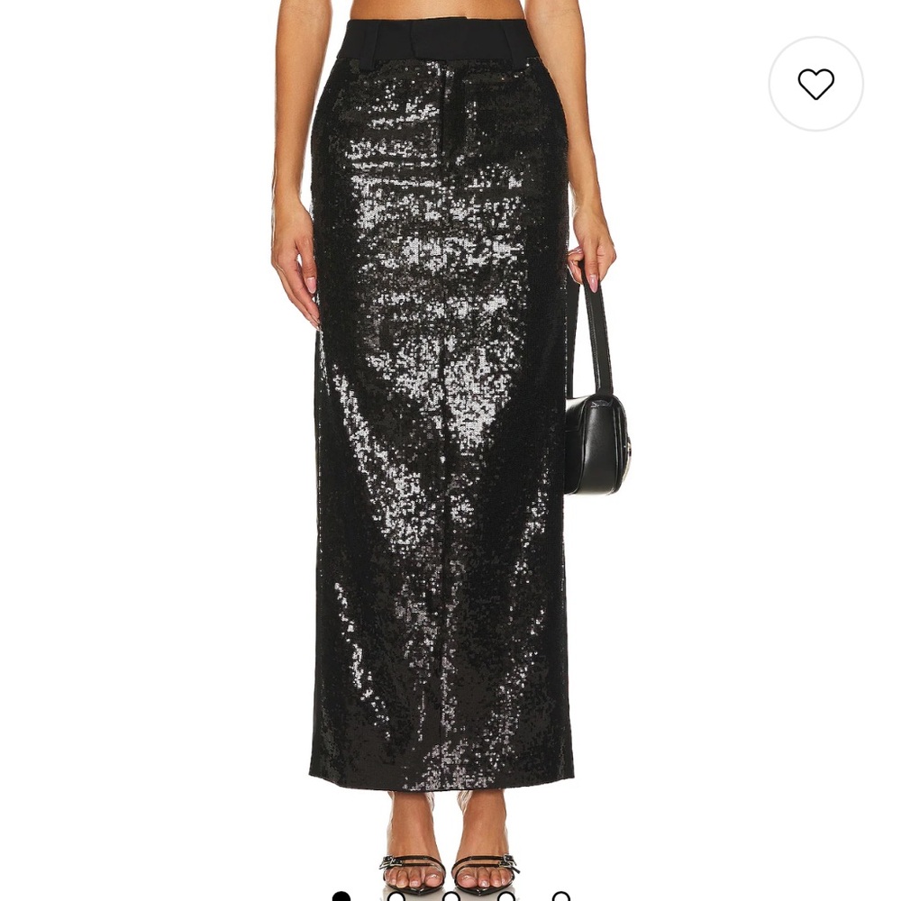 New Camila Coelho Venning Sequin Maxi Skirt in Black Size XS